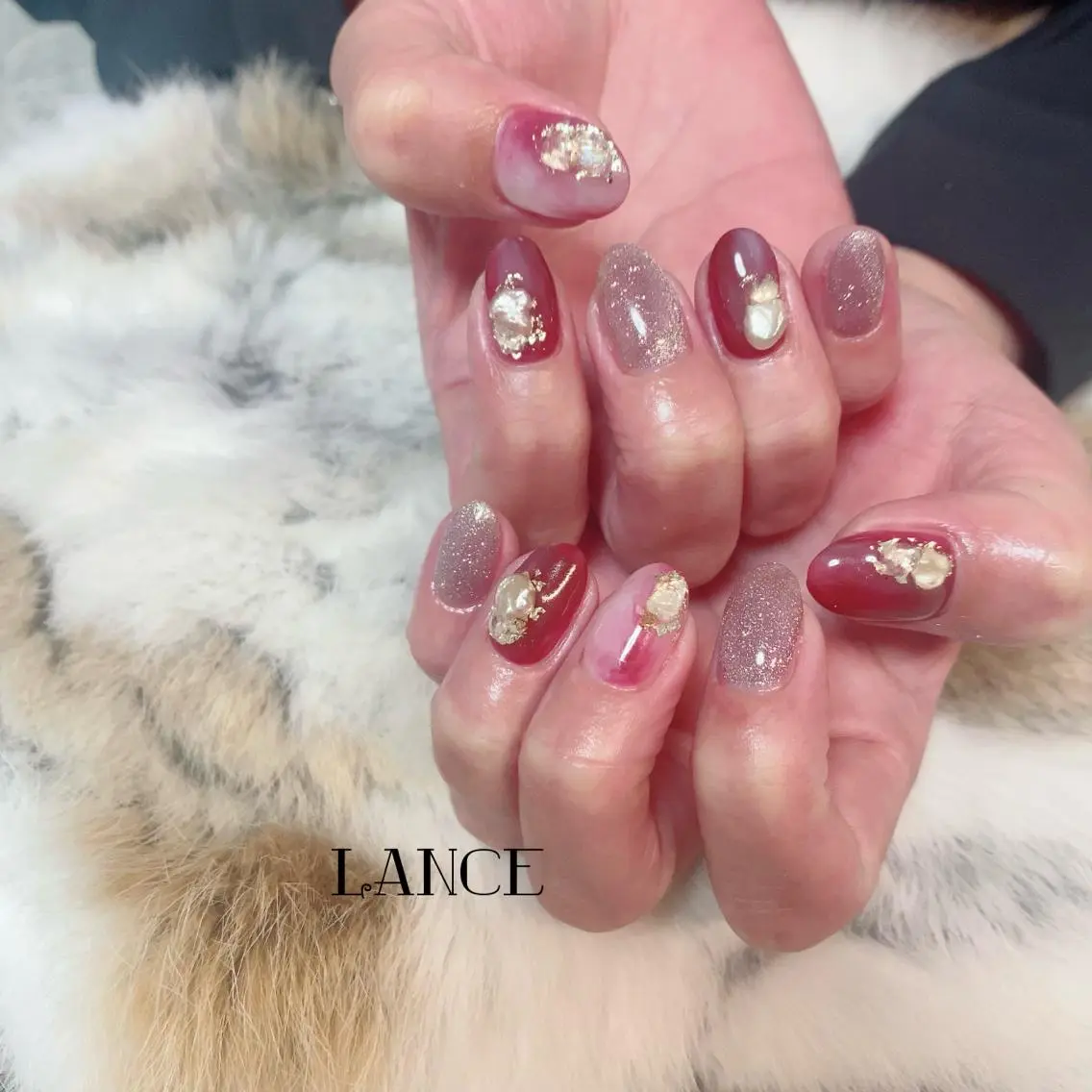 ミディアム ネイル オーロラネイル フットネイル フレンチネイル ミラーネイル ニュアンスネイル Lance nailのネイルデザイン