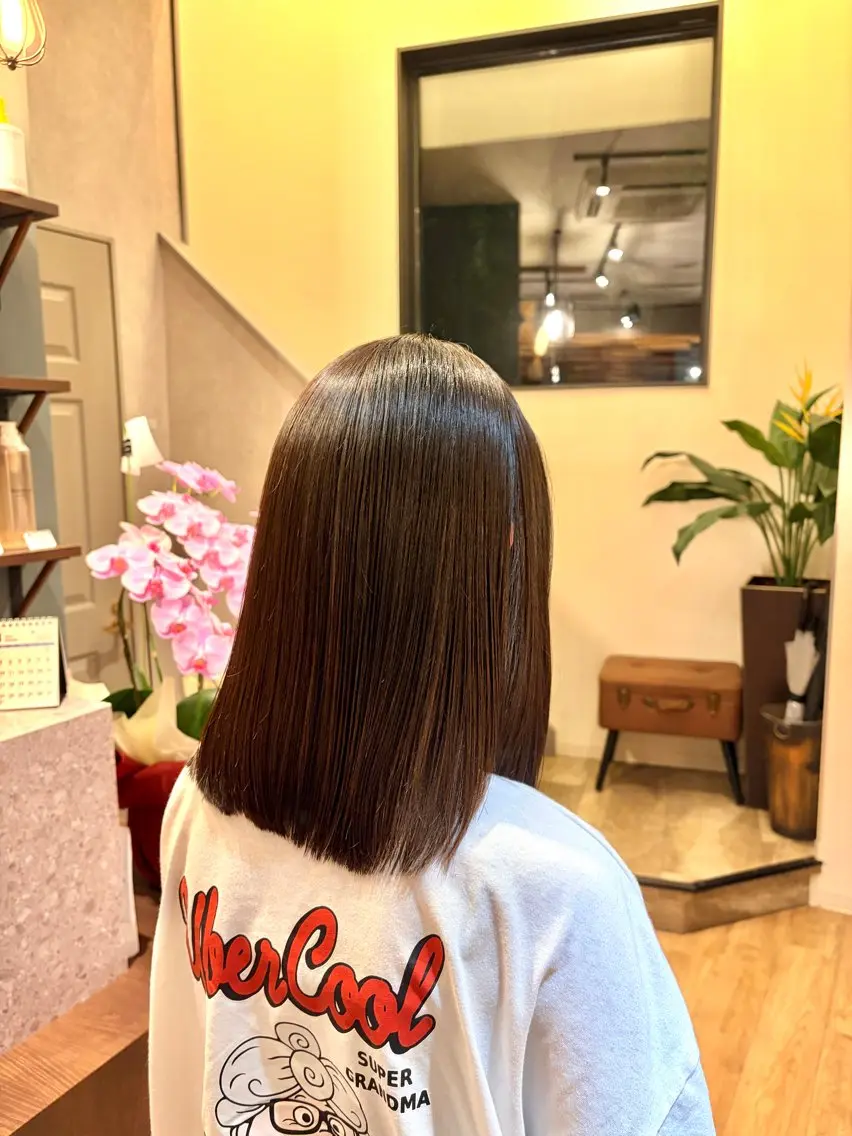 ミディアム 縮毛矯正 安倍 辰哉のヘアスタイル