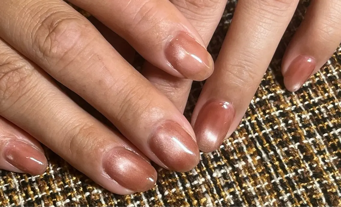 ネイル ブラウン マグネットネイル ハンドネイル 〜Pearl me〜 Michiのネイルデザイン