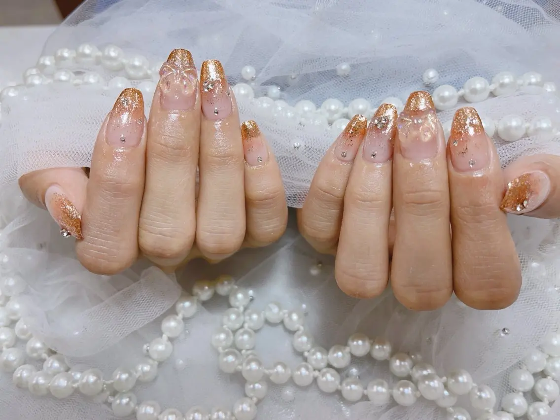 ネイル アートネイル フラッシュネイル フレンチネイル ガラスフレンチ グラデーション M2beauty Renaのネイルデザイン