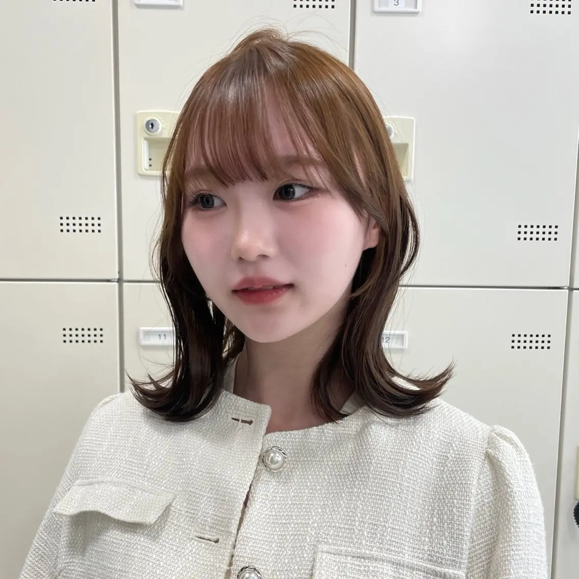 セミロング カット ヘアカラー MOE 福岡韓国ヘア✧︎のヘアスタイル