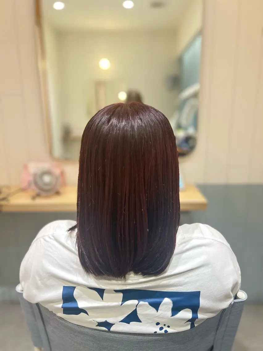 セミロング カラー ボルドーカラー ルビー ショート✂︎ボブ/ /小駒杏花のヘアスタイル