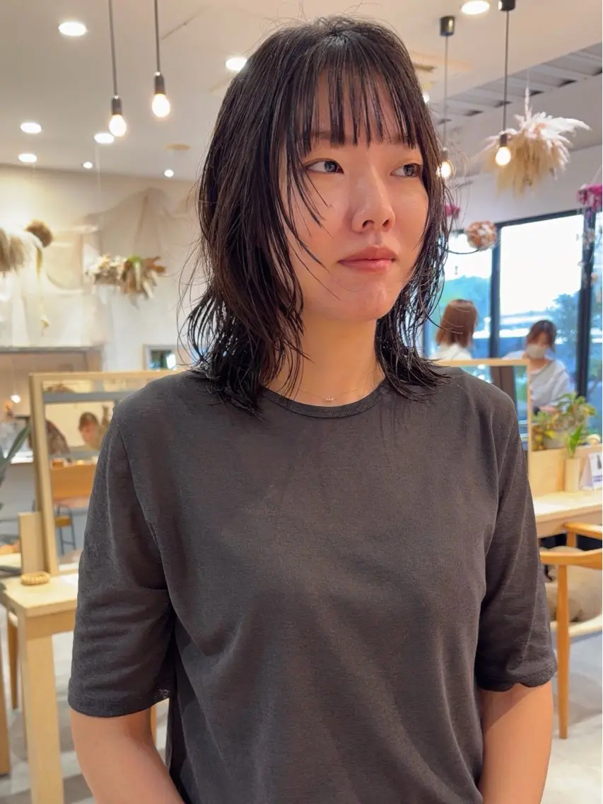 ミディアム カラー パーマ 吉原 由菜のヘアスタイル