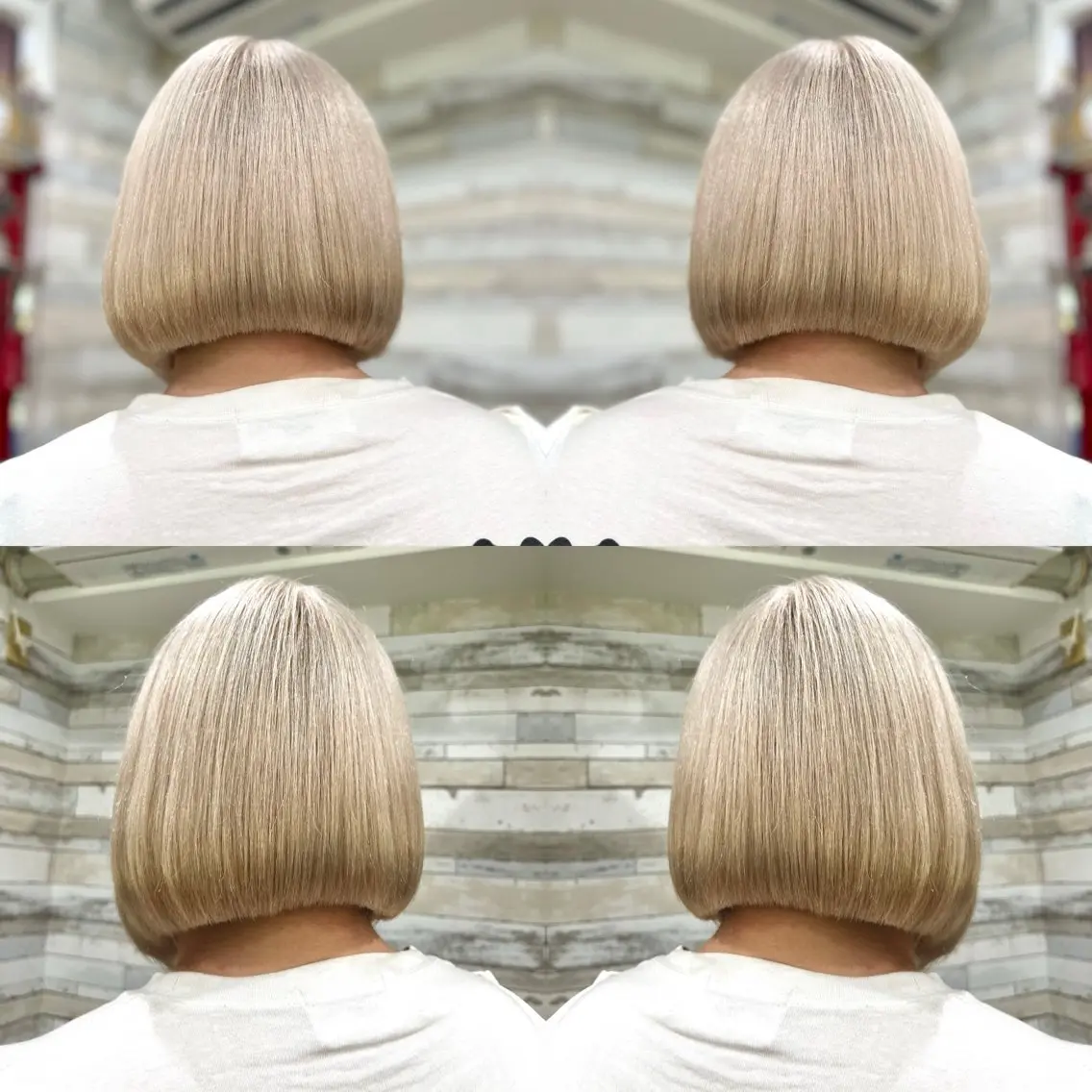 ミディアム カラー ベージュカラー ハイトーンカラー ホワイトベージュ ボブ ヘアカラー トリートメント ✨️眉毛、派手髪、 ハイトーンShinの眉毛・アイブロウイメージ