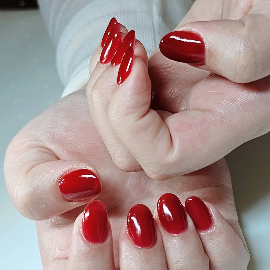 ネイル ワンカラーネイル 赤色 salon de  Princessのネイルデザイン