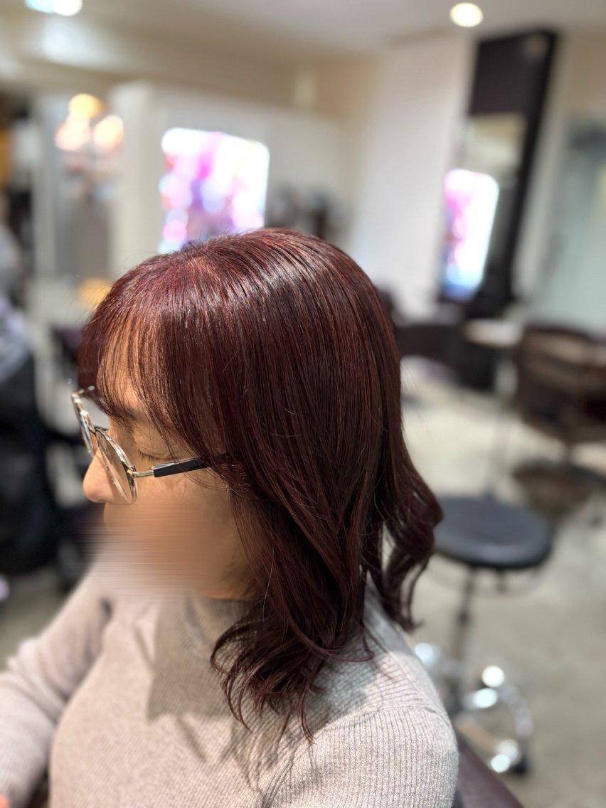 ミディアム ピンクブラウン ヘアカラー トリートメント sweep 綾奈🐰🔑のヘアスタイル