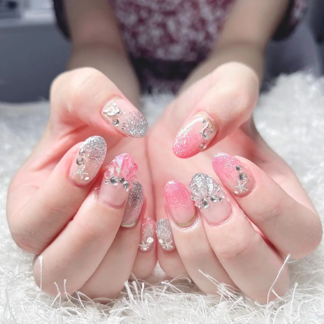 ネイル 長さ出し フレンチネイル ジェルネイル グラデーション 韓国ネイル ハンドネイル Nail&eye Belire 新宿のネイルデザイン