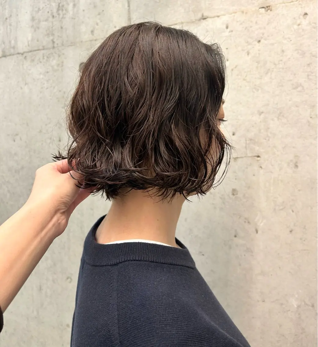 ショート カット パーマ 🍀似合わせ透明感 カラーアヤナ🍀のヘアスタイル
