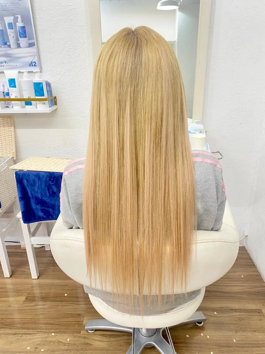 ロング カラー ブロンド トリートメント ヘアカラー トリートメント エクステ GLOSS 心斎橋 山上のヘアスタイル