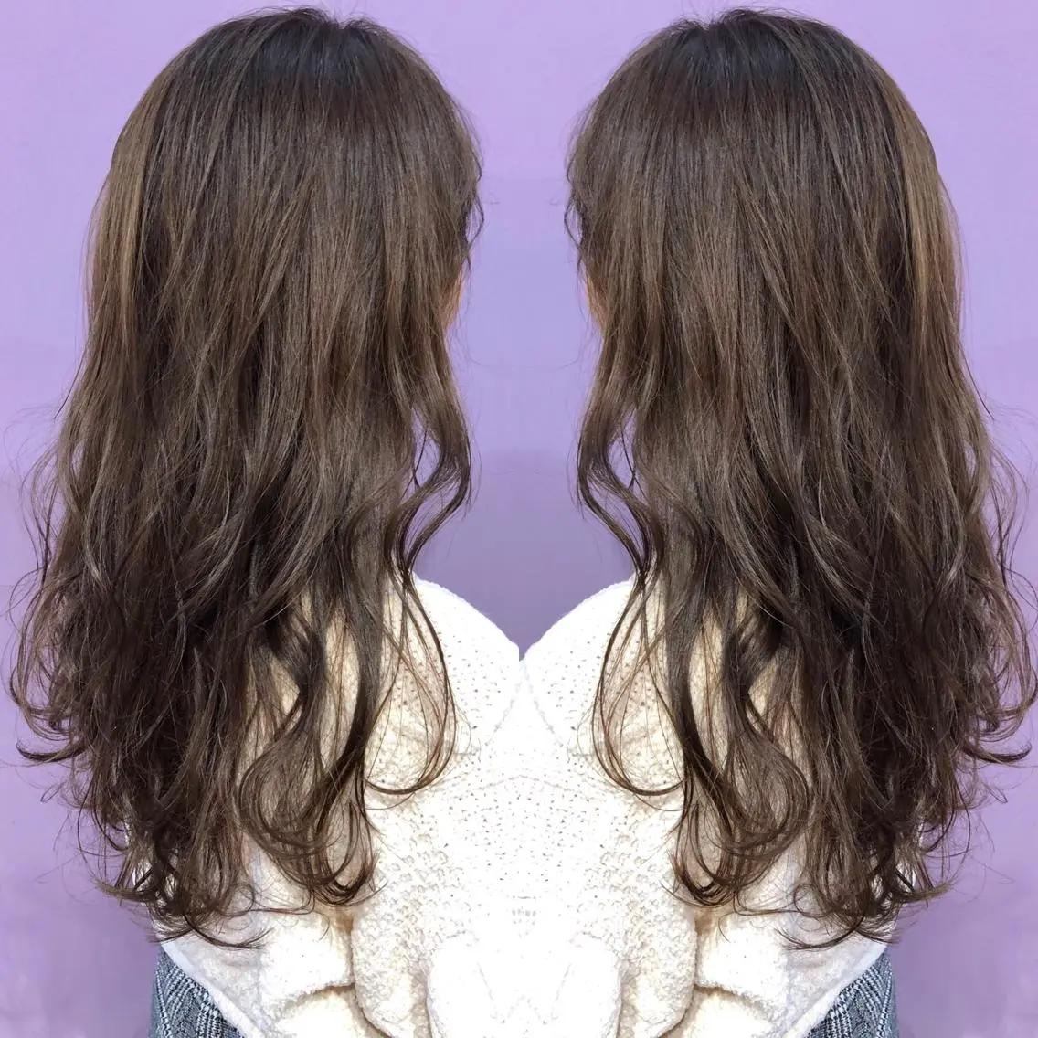 ロング カラー パーマ ロングレイヤー ベージュカラー ブリーチ レイヤーカット ロング 細川 亮のヘアスタイル
