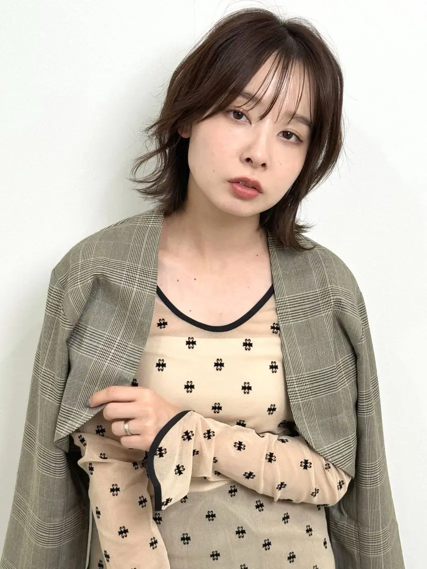 ミディアム ウルフカット カット ヘアカラー トリートメント ショートが得意✂️ 藤城建太のヘアスタイル