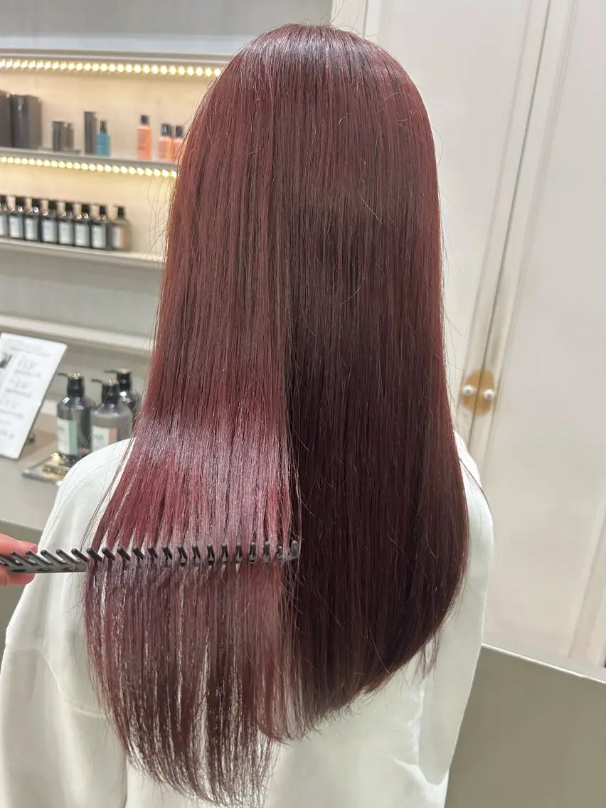 ロング カラー カット ヘアカラー 髪質改善×ハイトーン レイヤー天神美容室のヘアスタイル
