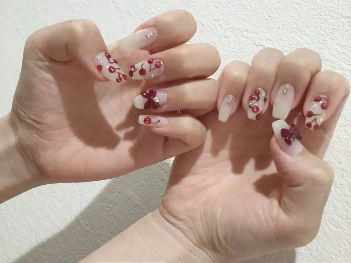 ネイル ガーリー 韓国ネイル ピンク ぷっくりネイル リボン ハンドネイル Salon Mori🌸のネイルデザイン