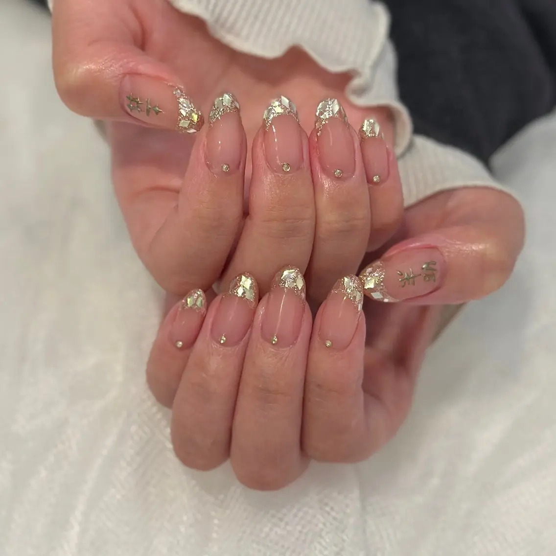 〈 オフあり 〉ガラスフレンチネイル / 透明感 x キラキラ💍の写真