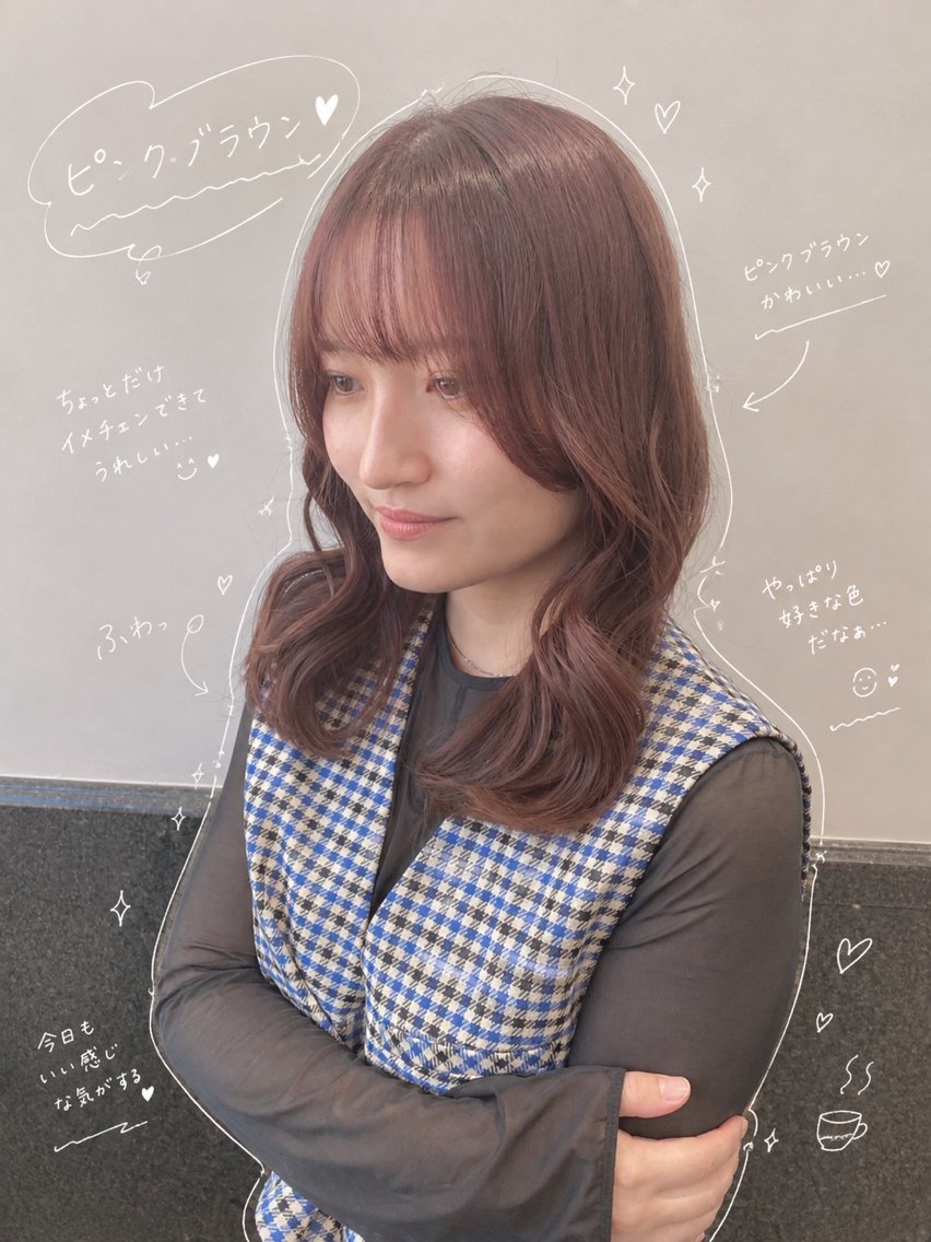セミロング カット ヘアカラー トリートメント 透明感カラー/デザイ ンカラー/長峯美羽のヘアスタイル
