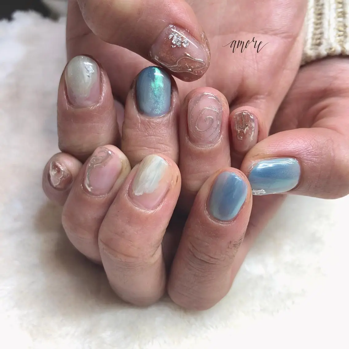 ネイル ジェルネイル ミラーネイル ニュアンスネイル 春ネイル You kyehwaのネイルデザイン