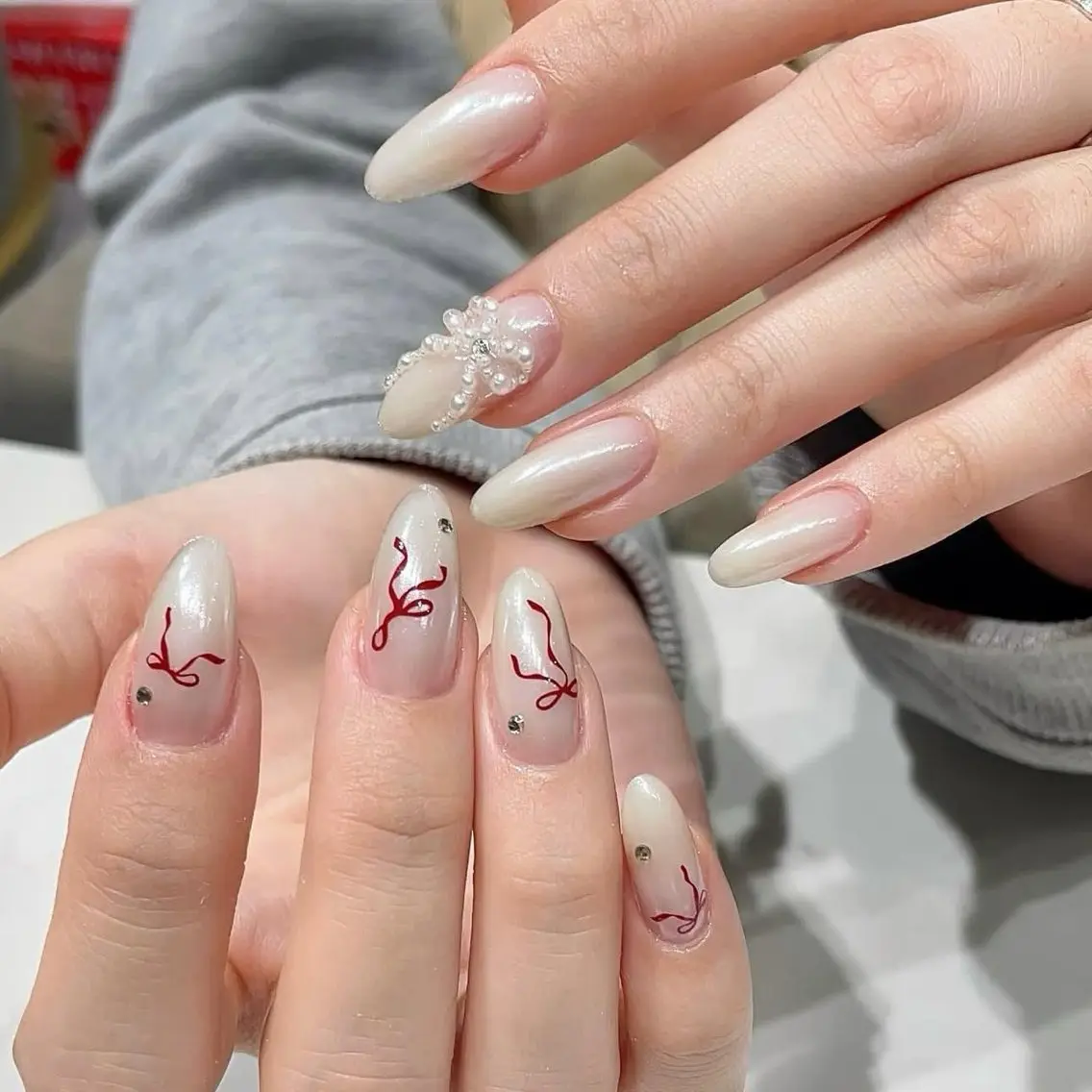 ネイル チークネイル フットネイル フレンチネイル グラデーション 韓国ネイル Ribbonnail salonのネイルデザイン