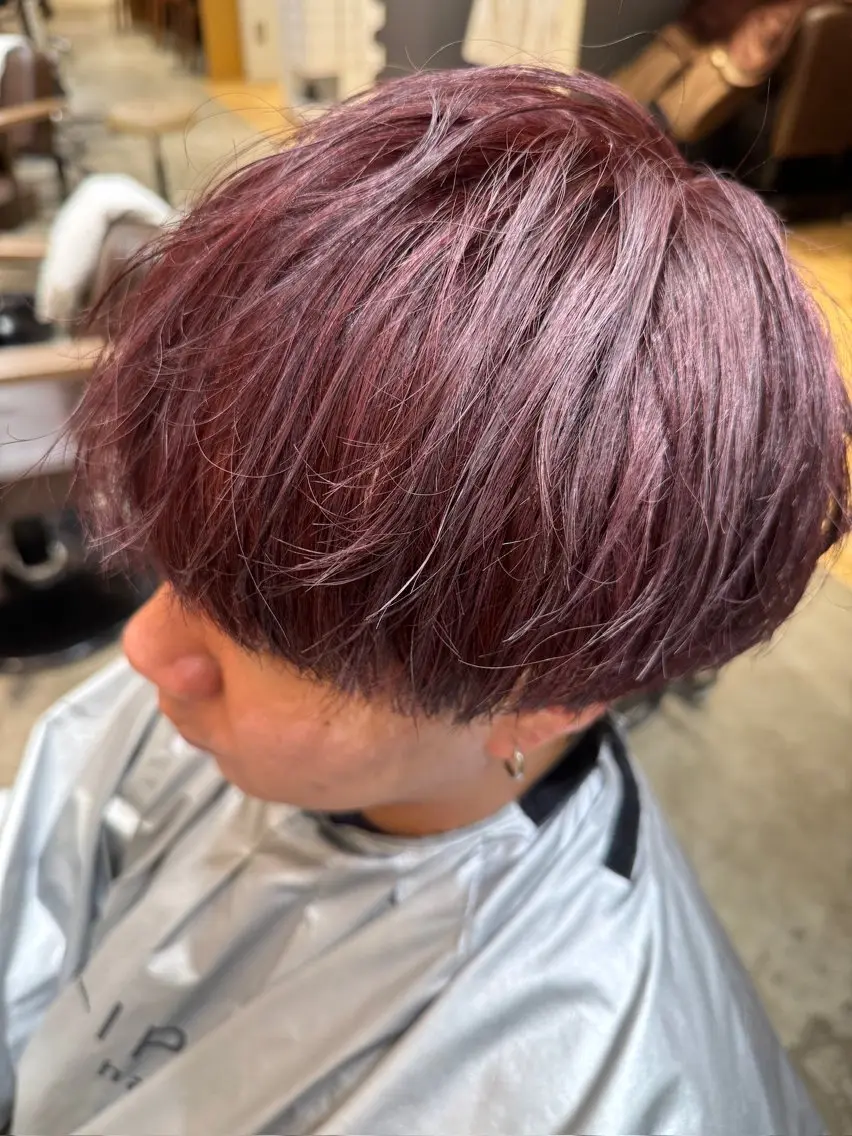 ショート カラー メンズ メンズブリーチ ブリーチ ブリーチなしカラー レッドカラー 神山 哲のヘアスタイル