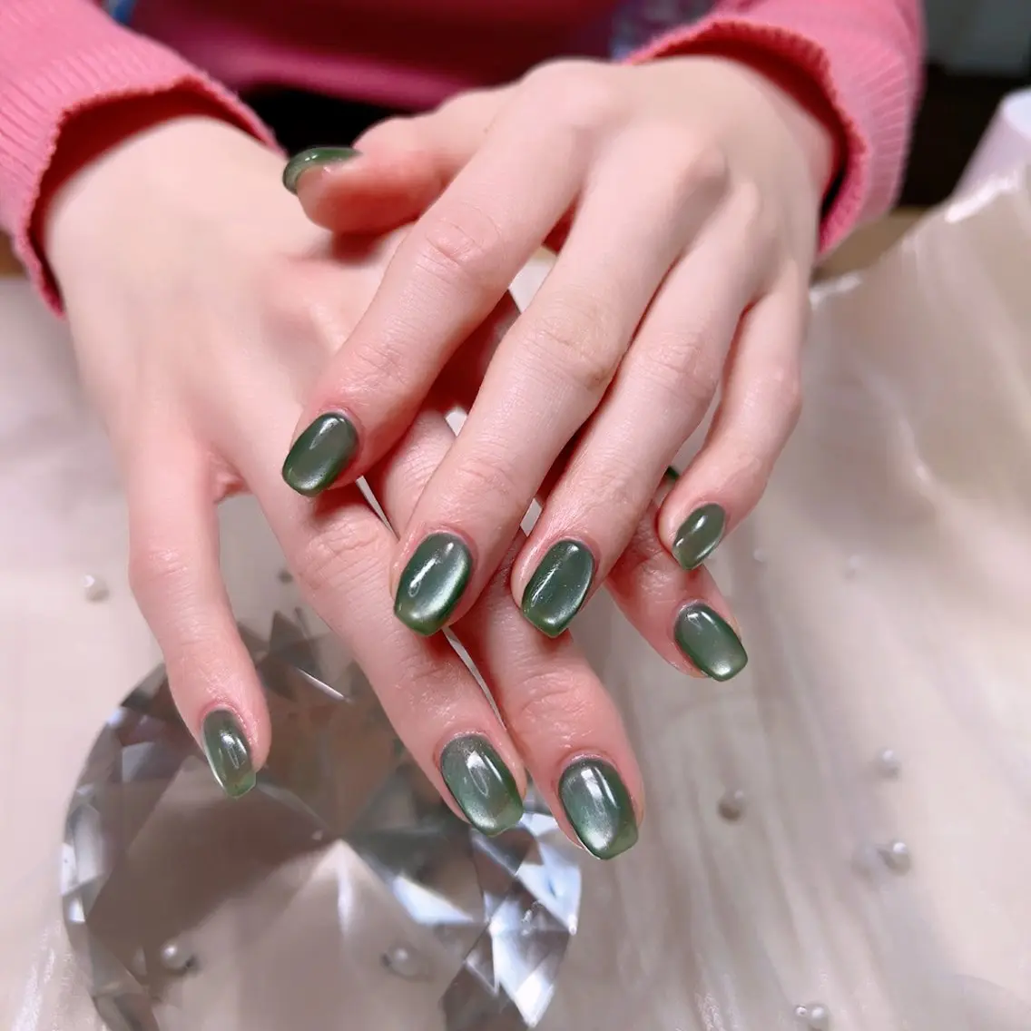 ネイル ハート キラキラネイル マグネットネイル ハンドネイル Cute Tips nailのネイルデザイン