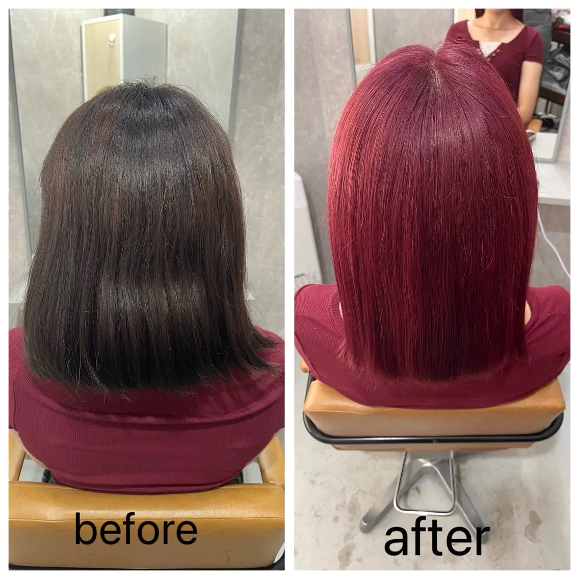 カラー ブリーチ レッドカラー ヘアカラー Maison Toi 山﨑 麻生のヘアスタイル