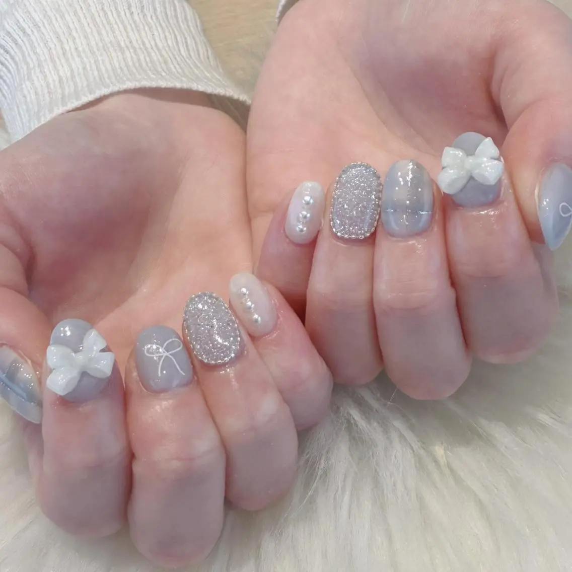 ネイル リボン ハンドネイル Kanai Harukaのネイルデザイン
