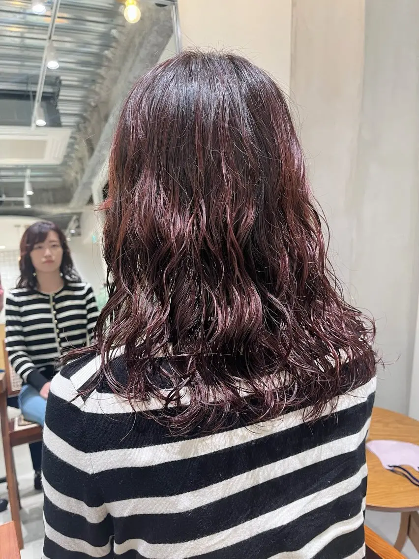 セミロング カラー パーマ セミロングパーマ カット ヘアカラー パーマ 似合わせパーマ/ kazuのヘアスタイル