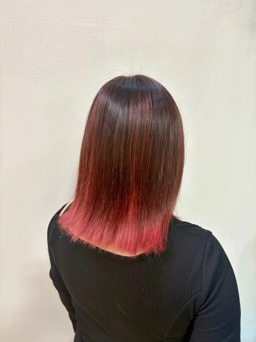 カラー ピンクカラー ヘアカラー 杉森 蘭琉のヘアスタイル