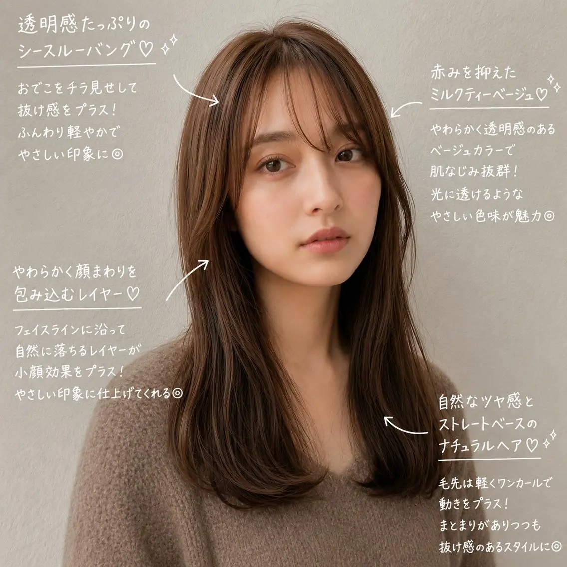 セミロング カット ヘアカラー 🌼kuschel 女性優先🎀髪質改善のヘアスタイル