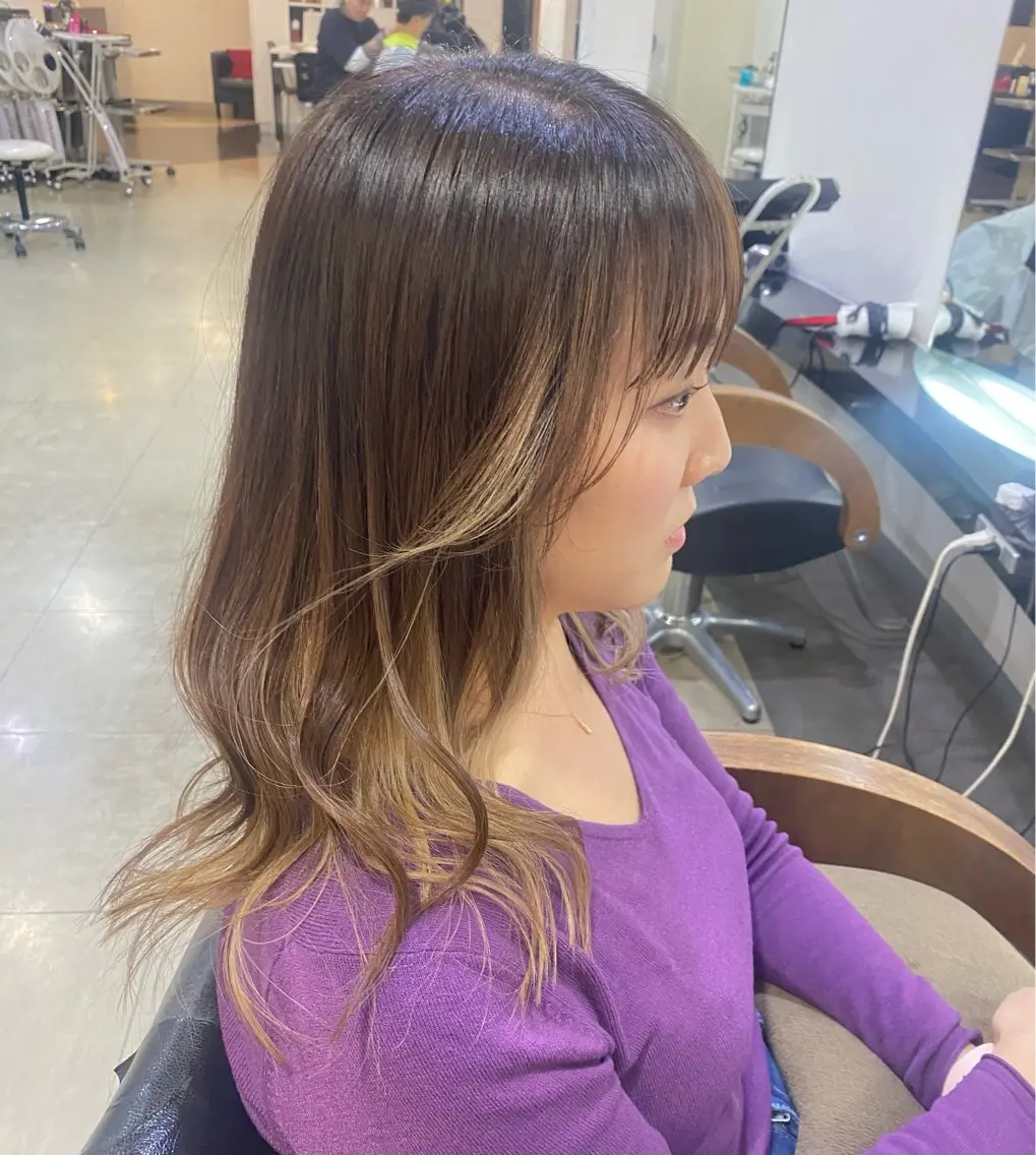 セミロング カラー ヘアアレンジ デザインカラー 烏山 達也のヘアスタイル