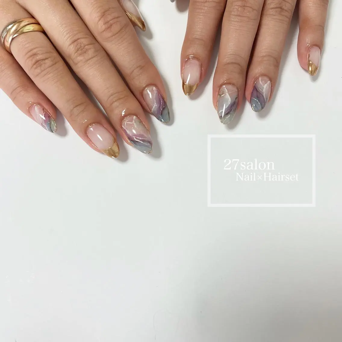ネイル フレンチネイル ミラーネイル ニュアンスネイル 27salon yuinaのネイルデザイン