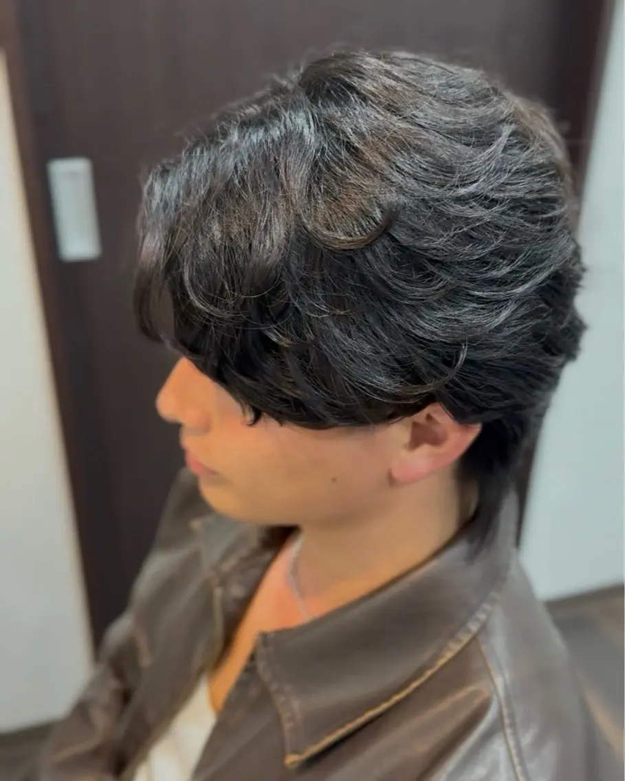 ミディアム メンズ デザインパーマ/ 毛流れカット 堀 綺のヘアスタイル