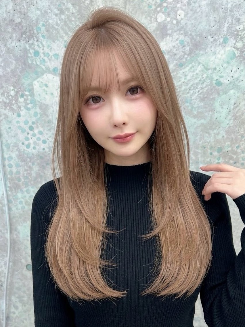 セミロング カラー カット ヘアカラー トリートメント ヘアセット クルミ🤍推し活 🎀ピンクカラーのヘアスタイル