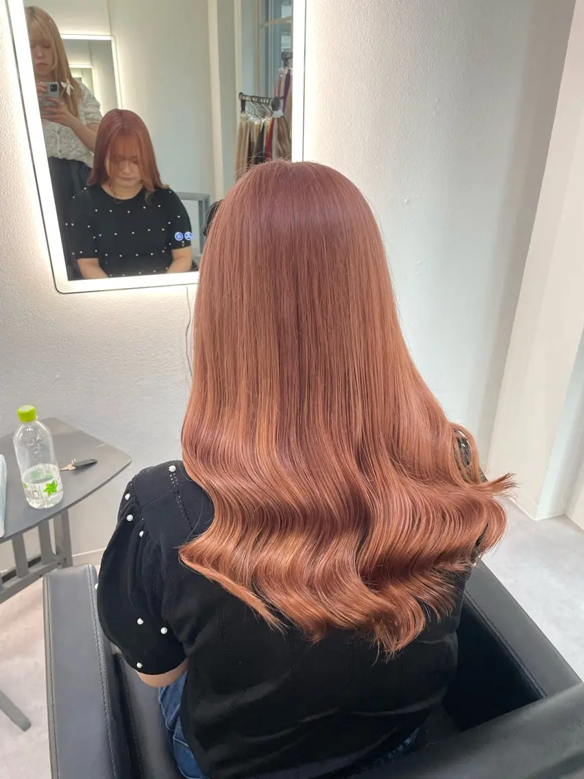 ロング カラー ヘアアレンジ ベージュカラー ピンクカラー ピンクベージュ Cielro/ダブル カラー/西田咲希のヘアスタイル