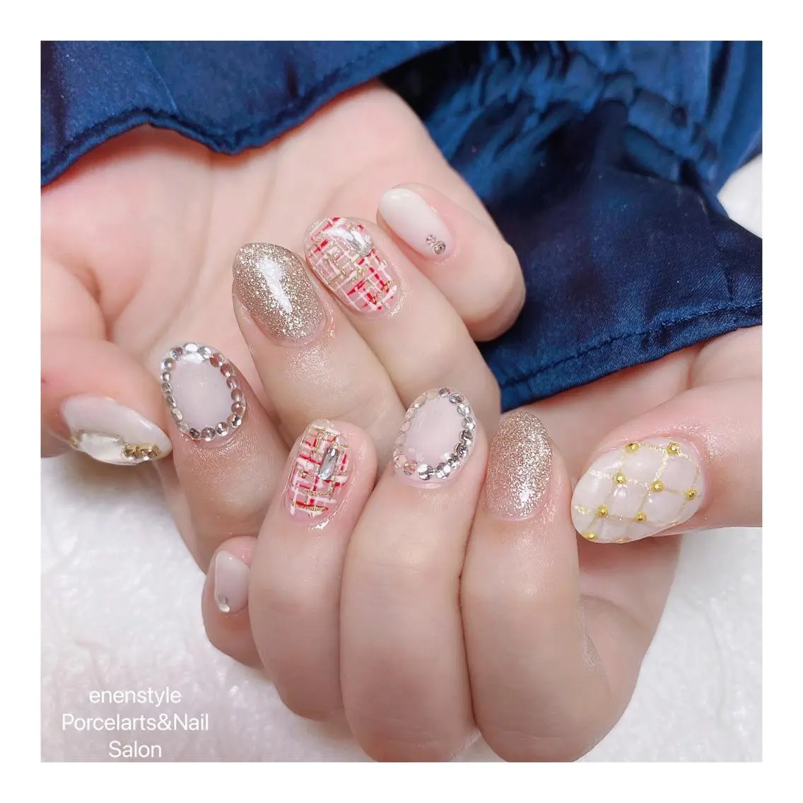 ミディアム ネイル ハンドネイル 🐾enen style 🐾のネイルデザイン