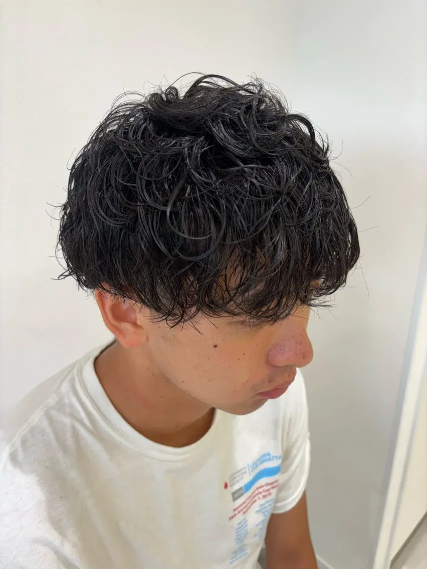 パーマ メンズ ビジネス メンズパーマ スペインカール 波巻きパーマ ニュアンスパーマ カット パーマ ニュアンスパーマ/ フェザー/マッシュのヘアスタイル