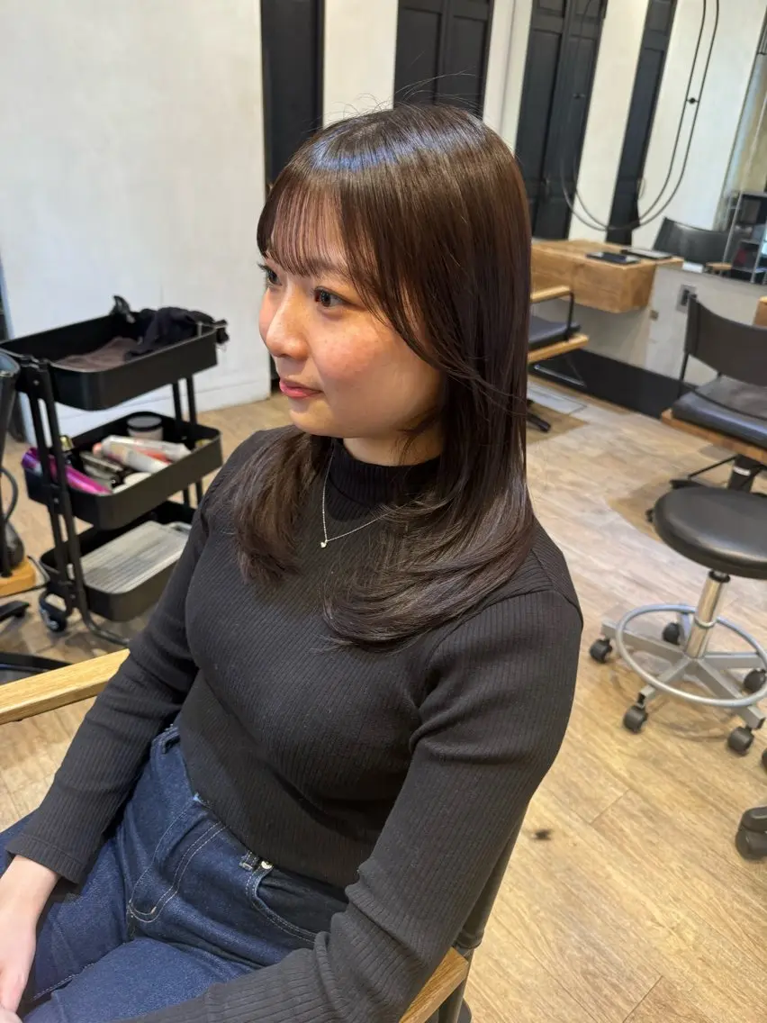 セミロング カット ヘアカラー トリートメント 新宿/顔周りカット +レイヤー=しずく♩のヘアスタイル
