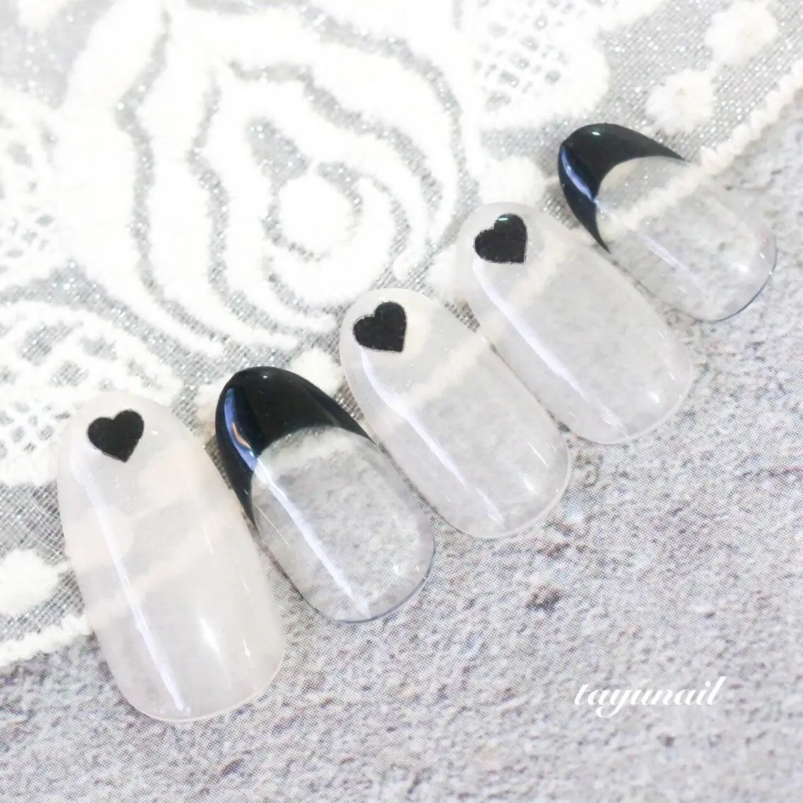 ネイル アートネイル フレンチネイル ジェルネイル ハート ニュアンスネイル ハンドネイル ネイルサロン 【たゆnail】のネイルデザイン