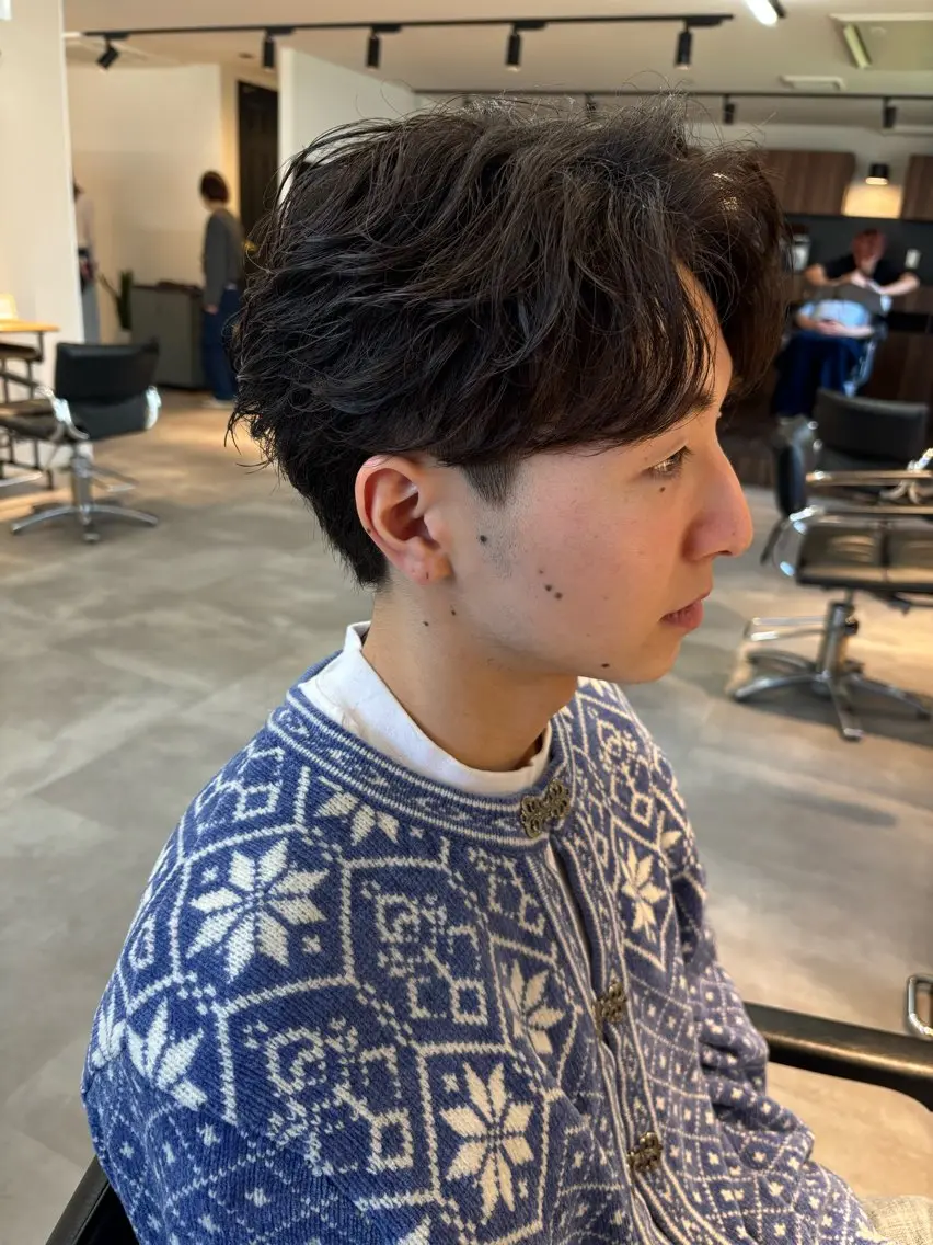 パーマ メンズ フェザーパーマ メンズパーマ 保立フェザーパーマ 大人メンズヘア船橋駅のヘアスタイル