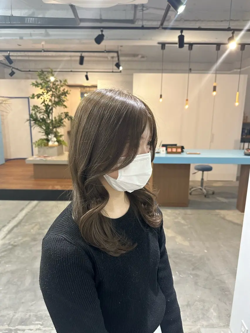 カラー ベージュカラー オリーブベージュ oasis un アンドウチヒロのヘアスタイル