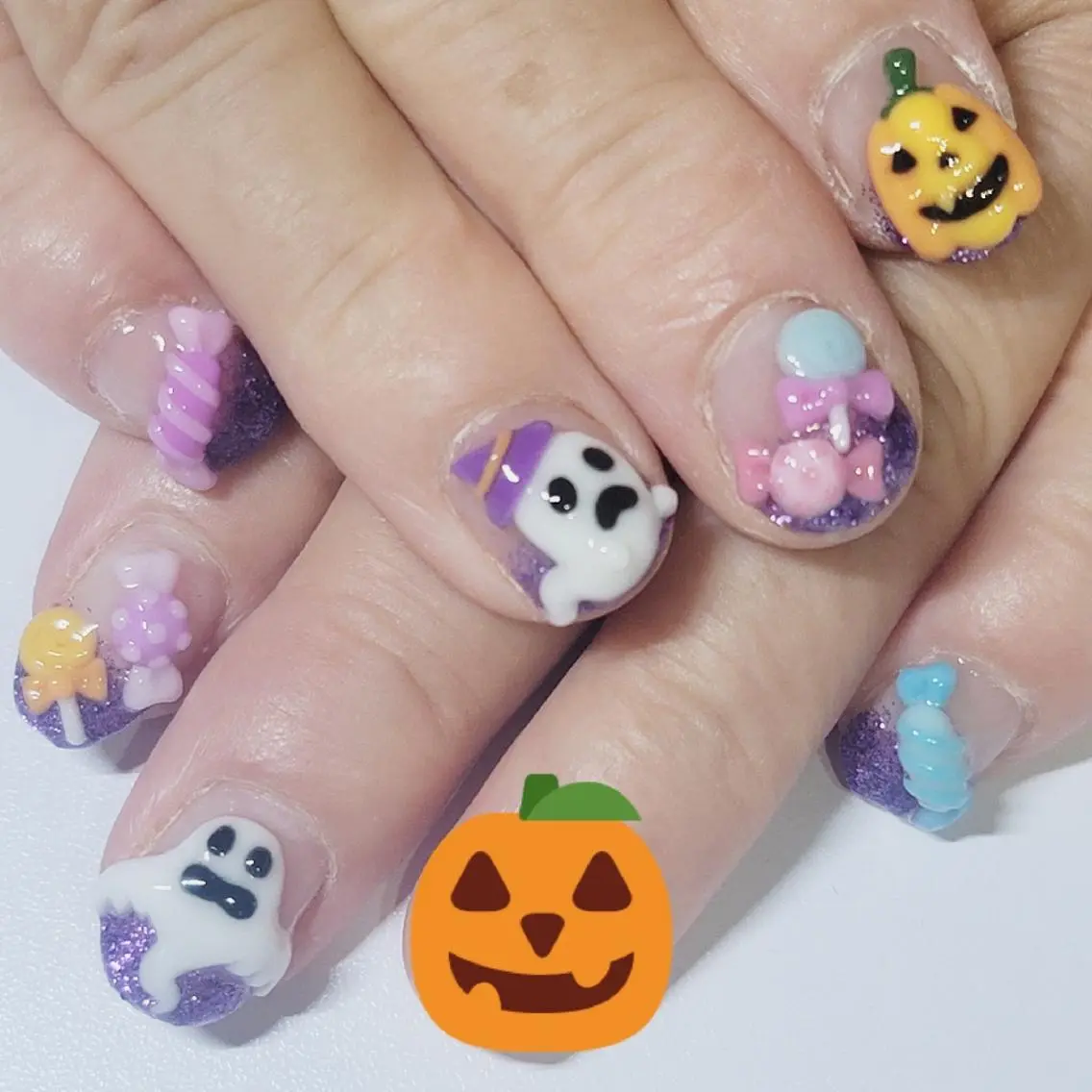 ネイル アートネイル グラデーション ハロウィン ラメ(グリッター) パープル ハンドネイル よしだ ひろきのネイルデザイン
