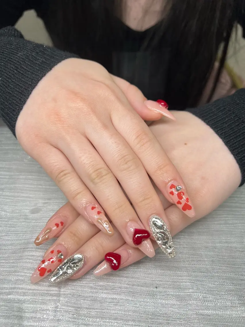 ネイル 長さ出し グラデーション 卒業式 キラキラネイル マグネットネイル Lee Nails チップ長さだし専門店のネイルデザイン
