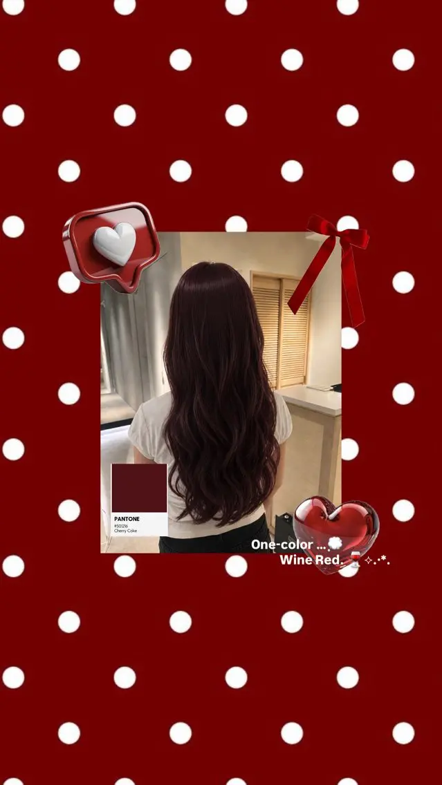 ロング カラー レッドカラー 大川 七夏のヘアスタイル