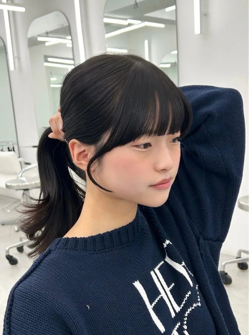 ロング カラー レイヤーカット 小顔カット カット 韓国ヘア/顔周り ヘアセット/加藤優里のヘアスタイル