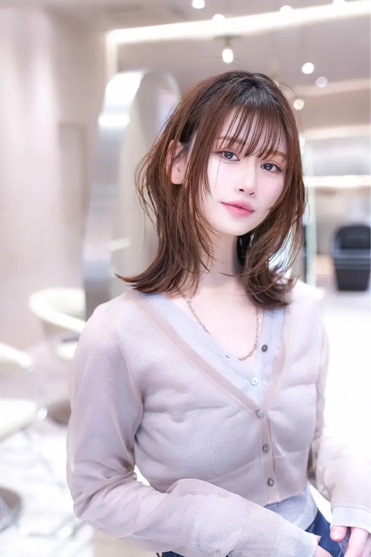 ミディアム カット ヘアカラー パーマ トリートメント 上野 遥己のヘアスタイル