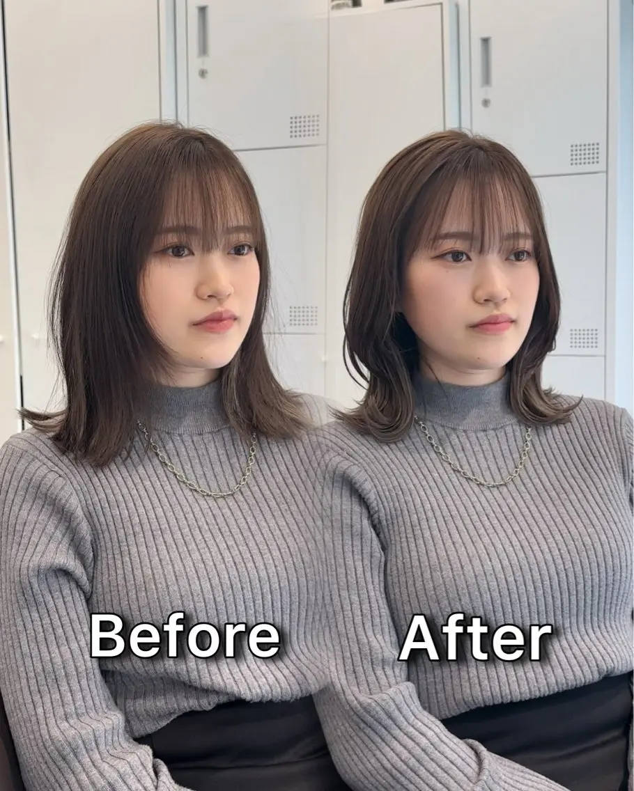 ミディアム カラー カット ヘアカラー トリートメント ブリーチなし/レイヤ ー特化🌈Tommyのヘアスタイル