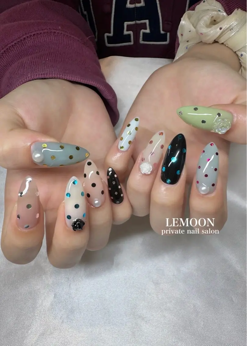 ネイル ドット ハンドネイル nail salon LEMOONのネイルデザイン