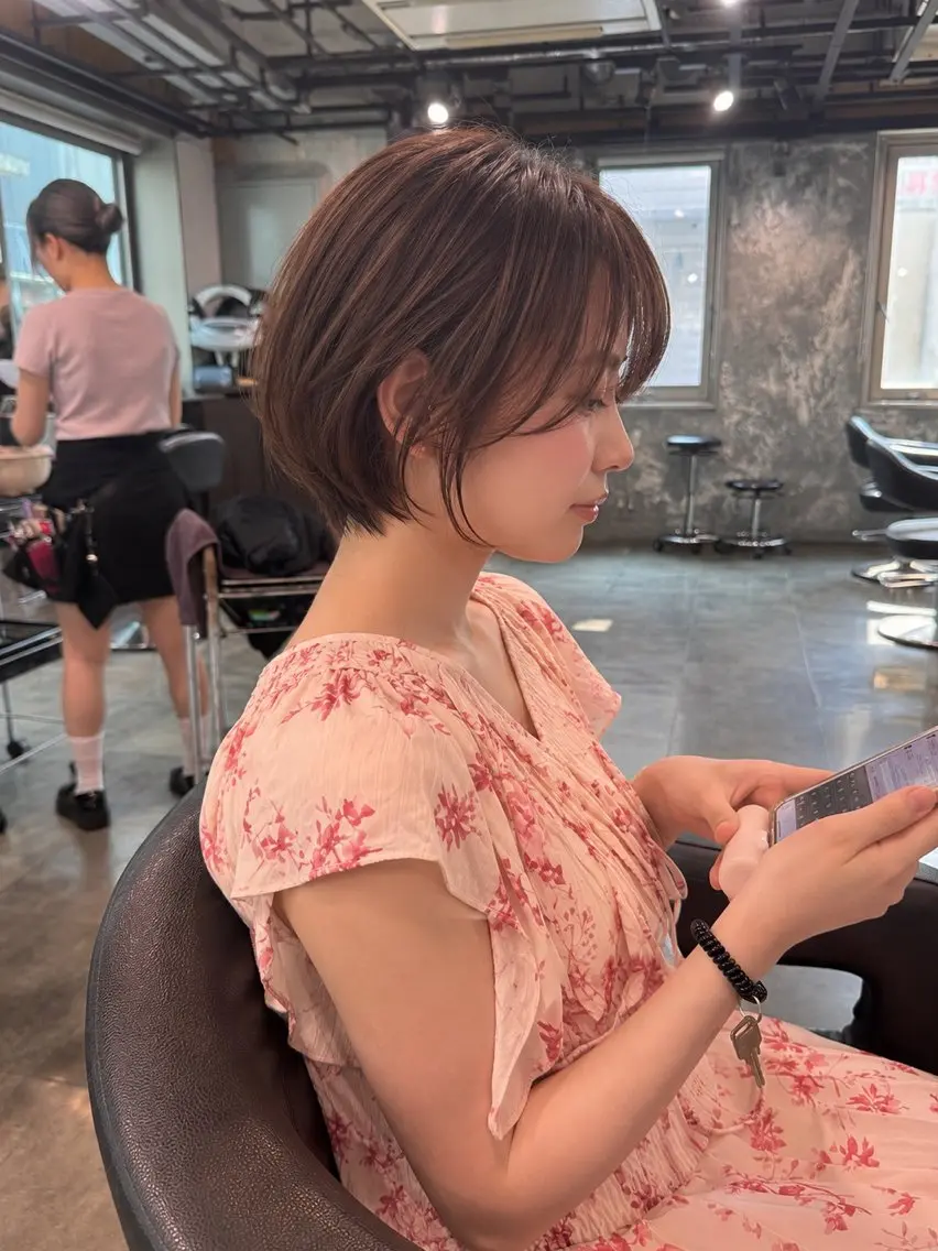 【🩵ボブ/ショート限定🩵】カット&上質カラー&炭酸泉SPA &高保湿トリートメントの写真