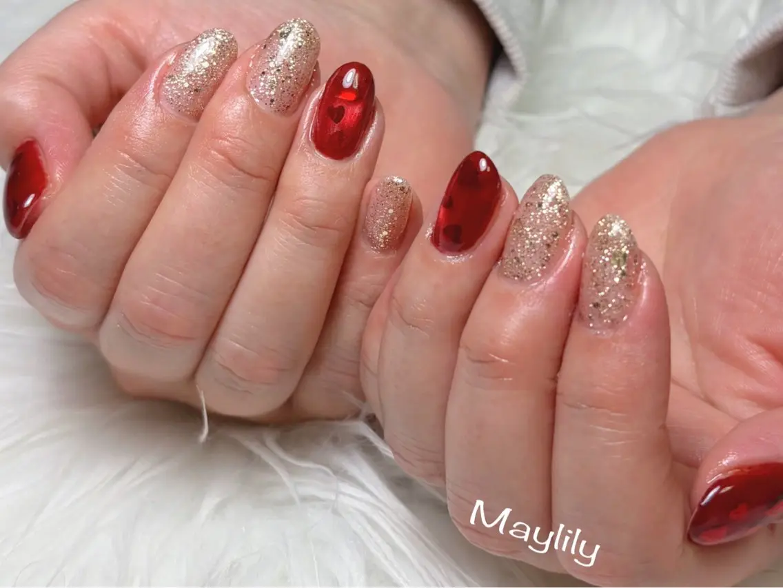 ネイル バレンタイン ハンドネイル Nail salon Maylilyのネイルデザイン