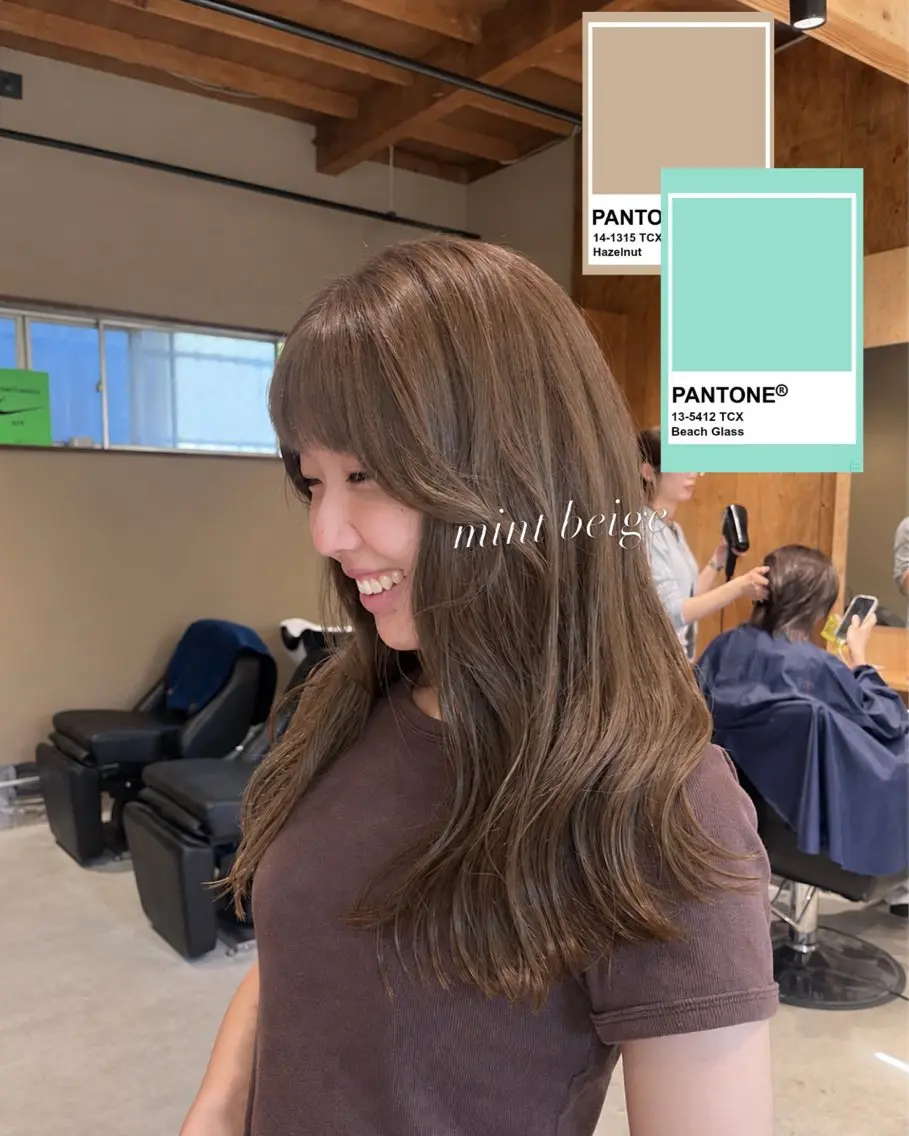 ロング カット ヘアカラー トリートメント ミントカラー🌱上村 瑞紀のヘアスタイル