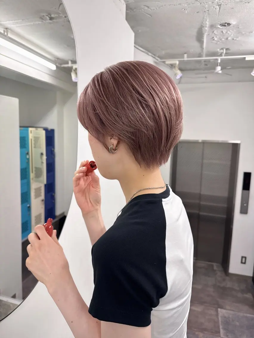 ショート カラー ベージュカラー ピンクカラー ピンクベージュ ショートヘア ヘアカラー 大田吏晃❤️‍🔥 美髪特化のヘアスタイル